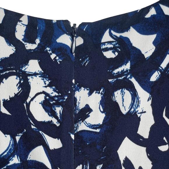 Eliza J Cocktail Sheath Dress Size 0 Nordstrom Navy &‎ White 3/4 Sleeves Stretch - Picture 6 of 6